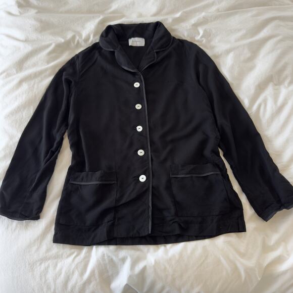 Sleeper Black Party Pajama Top Women’s Size M Button-Up Lounge Shirt Sleepwear - Picture 2 of 10